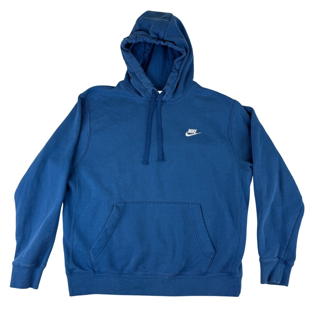 Nike Hoodie Mens Large Blue Sportswear Club Fleece Pullover BV2654-407